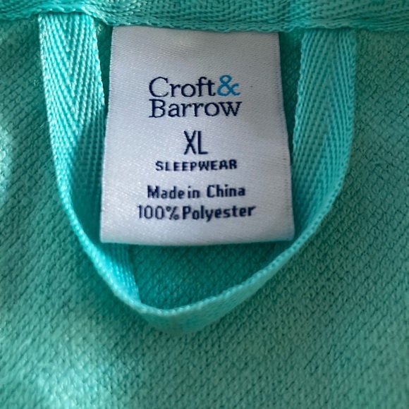 Croft & Barrow Aqua Zip Front Bath Robe Size XL NWT - Picture 3 of 6